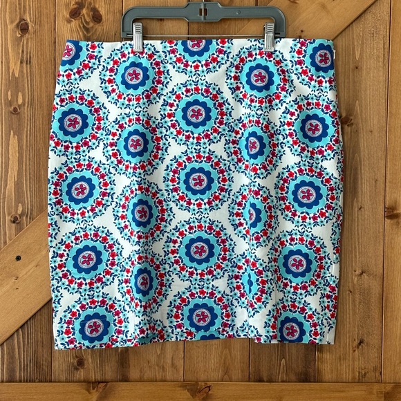 NWOT Geo-Daises Stretch Cotton Canvas Skirt | Size 14P - Picture 1 of 6